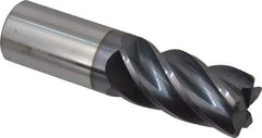 Accupro - 1", 5 Flute, Single End, Solid Carbide, 0.09" Corner Radius End Mill - 4" OAL, Right Hand Flute, 2" LOC, Right Hand Cut - USA Tool & Supply