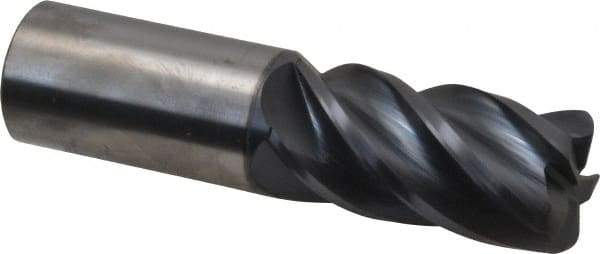 Accupro - 1", 5 Flute, Single End, Solid Carbide, 1/8" Corner Radius End Mill - 4" OAL, Right Hand Flute, 2" LOC, Right Hand Cut - USA Tool & Supply