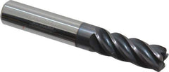 Accupro - 3/8", 5 Flute, Single End, Solid Carbide, 0.045" Corner Radius End Mill - 2-1/2" OAL, Right Hand Flute, 1" LOC, Right Hand Cut - USA Tool & Supply