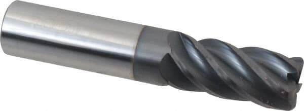 Accupro - 3/4", 5 Flute, Single End, Solid Carbide, 0.09" Corner Radius End Mill - 4" OAL, Right Hand Flute, 1-5/8" LOC, Right Hand Cut - USA Tool & Supply
