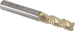 Accupro - 5/16" Diam, Coarse Pitch, 3/4" LOC, 3 Flute Solid Carbide 0.045" Corner Radius Roughing End Mill - ZrN Finish, 2-1/2" OAL, 5/16" Shank Diam, Single End, Centercutting, 30° Helix - USA Tool & Supply