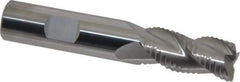 Accupro - 5/8" Diam, Coarse Pitch, 1-1/4" LOC, 3 Flute Solid Carbide 0.06" Corner Radius Roughing End Mill - Uncoated, 3-1/2" OAL, 5/8" Shank Diam, Single End, Centercutting, 30° Helix - USA Tool & Supply