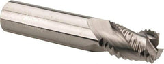 Accupro - 1/2" Diam, Coarse Pitch, 5/8" LOC, 3 Flute Solid Carbide 0.06" Corner Radius Roughing End Mill - Uncoated, 2-1/2" OAL, 1/2" Shank Diam, Single End, Centercutting, 30° Helix - USA Tool & Supply