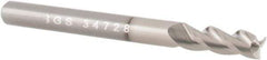 SGS - 1/2", 2" LOC, 1/2" Shank Diam, 4" OAL, 3 Flute, Solid Carbide Square End Mill - Single End, TiB2 Finish, Spiral Flute, 38° Helix, Right Hand Cut, Right Hand Flute, Series 43 - USA Tool & Supply