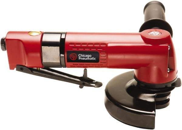 Chicago Pneumatic - 4-1/2" Wheel Diam, 12,000 RPM, Pneumatic Angle & Disc Grinder - 3/8-24 Spindle, 29.7 CFM, Front Exhaust - USA Tool & Supply