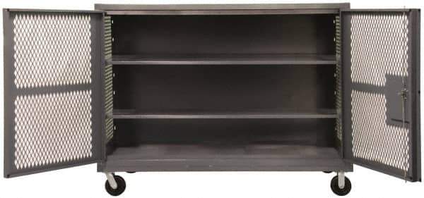 Durham - 2,000 Lb Capacity, 2 Shelf, Mesh Security Truck - 60" Long x 60-1/2" Wide x 56-7/16" High - USA Tool & Supply