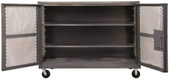 Durham - 2,000 Lb Capacity, 2 Shelf, Mesh Security Truck - 48" Long x 48-1/2" Wide x 56-7/16" High - USA Tool & Supply