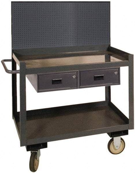 Durham - 1,200 Lb Capacity, 24" Wide x 36" Long x 54-7/8" High Heavy Duty Service Cart - 2 Shelf, Steel - USA Tool & Supply