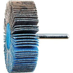 PFERD - 3" Diam x 1" Face Width, Aluminum Oxide Coated Mounted Flap Wheel - 1/4" Shank Mount, 60 Grit, 20,000 Max RPM - USA Tool & Supply