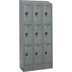 Hallowell - 9 Door, 3 Tier, Ready-Built Wardrobe & Box Lockers - USA Tool & Supply