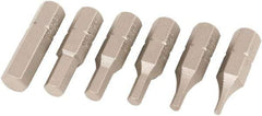 Wiha - 6 Piece, 1/4" Drive Screwdriver Insert Bit Set - 1/16 to 3/16" Hex - USA Tool & Supply