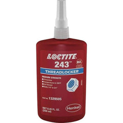 Loctite - 250 mL Bottle, Blue, Medium Strength Liquid Threadlocker - Series 243, 24 hr Full Cure Time, Hand Tool, Heat Removal - USA Tool & Supply