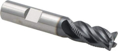 Iscar - 1/2" Diam, 1" LOC, 4 Flute Solid Carbide Roughing & Finishing Corner Chamfer End Mill - TiAlN Finish, 3" OAL, 1/2" Shank Diam, Weldon Shank, 38° Helix, Centercutting, Regular Length - USA Tool & Supply