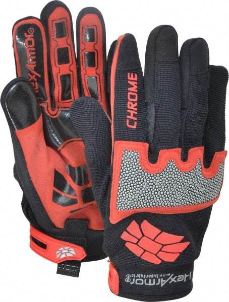 HexArmor - Size M (8), ANSI Cut Lvl A8, Puncture Lvl 2, Synthetic Leather Cut Resistant Gloves - Hook & Loop Cuff, Black/Red, Paired - USA Tool & Supply