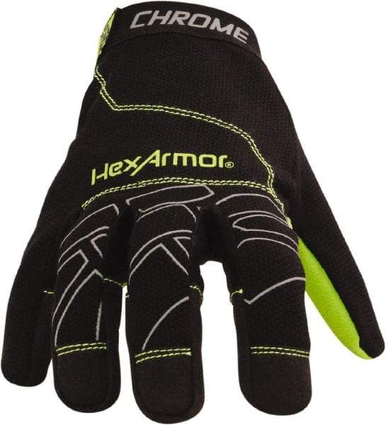 HexArmor - Size L (9), ANSI Cut Lvl A8, Puncture Lvl 2, Synthetic Leather Cut & Puncture Resistant Gloves - Hook & Loop Cuff, Black/Gray, Paired - USA Tool & Supply