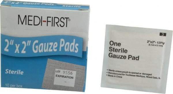 Medique - 2" Long x 2" Wide, General Purpose Pad - Gauze Bandage, Sterile - USA Tool & Supply