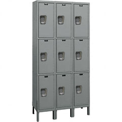 Hallowell - 9 Door, 3 Tier, Premium Wardrobe Lockers - USA Tool & Supply