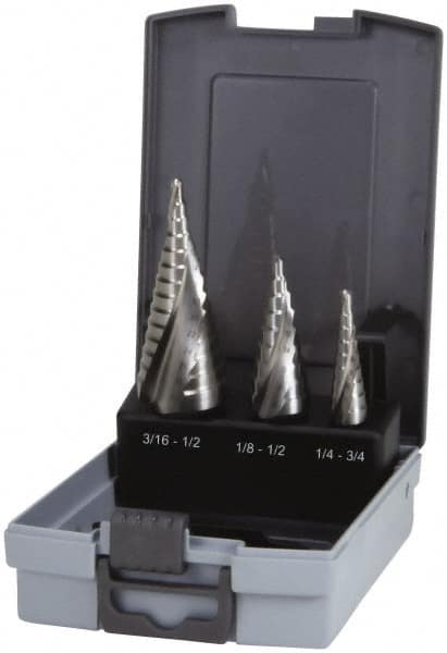 Hertel - 1/8 to 3/4", 118° Point, Bright Finish, High Speed Steel Step Drill Bit Set - USA Tool & Supply