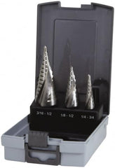 Hertel - 1/8 to 3/4", 118° Point, Bright Finish, High Speed Steel Step Drill Bit Set - USA Tool & Supply