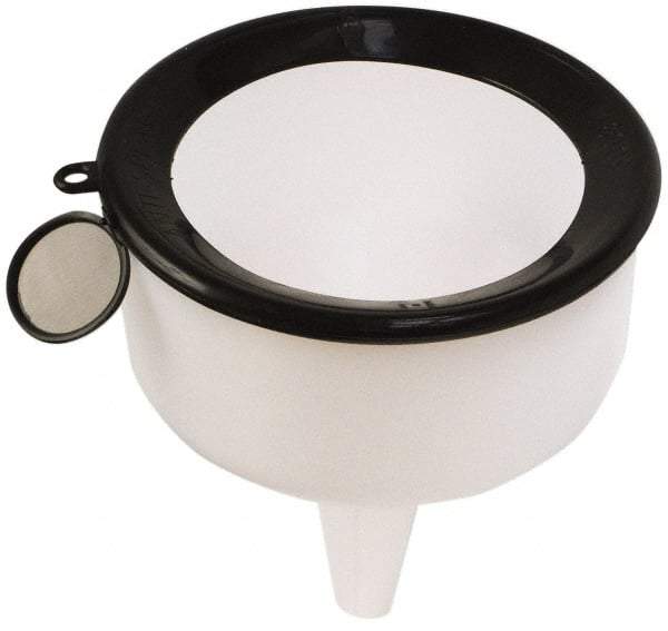 Funnel King - 144 oz Capacity Polyethylene Funnel - 9" Mouth OD, 1-1/8" Tip OD, 3-1/2" Straight Spout, Natural - USA Tool & Supply
