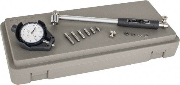 Mitutoyo - 6 Anvil, 1.4 to 2-1/2" Dial Bore Gage - 0.0005" Graduation, 6" Gage Depth, Accurate to 0.00008", Carbide Contact Point - USA Tool & Supply