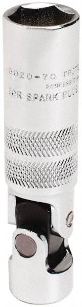 Proto - 5/8", 3/8" Drive, Spark Plug Hand Socket - 6 Points, 3-13/32" OAL, Alloy Steel, Chrome Finish - USA Tool & Supply