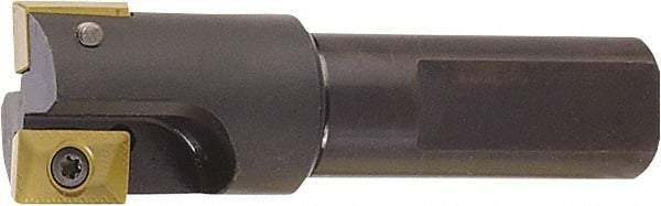 Kyocera - 1" Cut Diam, 0.6" Max Depth of Cut, 1" Shank Diam, 3.78" OAL, Indexable Square Shoulder End Mill - XPMT15T3\x85 Inserts, Flatted Shank, 90° Lead Angle, Series EM - USA Tool & Supply