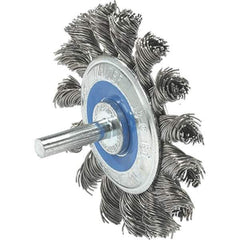 WALTER Surface Technologies - 2-3/4" OD, 1/4" Shank Diam, Knotted Steel Wheel Brush - 3/8" Face Width, 0.02" Filament Diam, 25,000 RPM - USA Tool & Supply