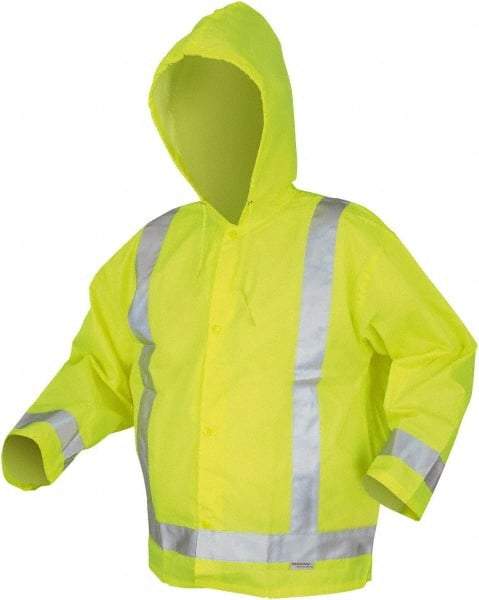 MCR Safety - Size 3XL, Lime, Rain Jacket - Attached Hood - USA Tool & Supply