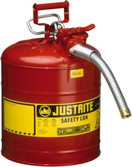 Justrite - 5 Gal Galvanized Steel Type II Safety Can - 17-1/2" High x 11-3/4" Diam, Red with Yellow - USA Tool & Supply