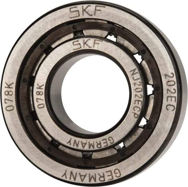 SKF - 15mm Bore Diam, 35mm Outside Diam, 11mm Wide Cylindrical Roller Bearing - 12,500 N Dynamic Capacity, 10,200 Lbs. Static Capacity - USA Tool & Supply