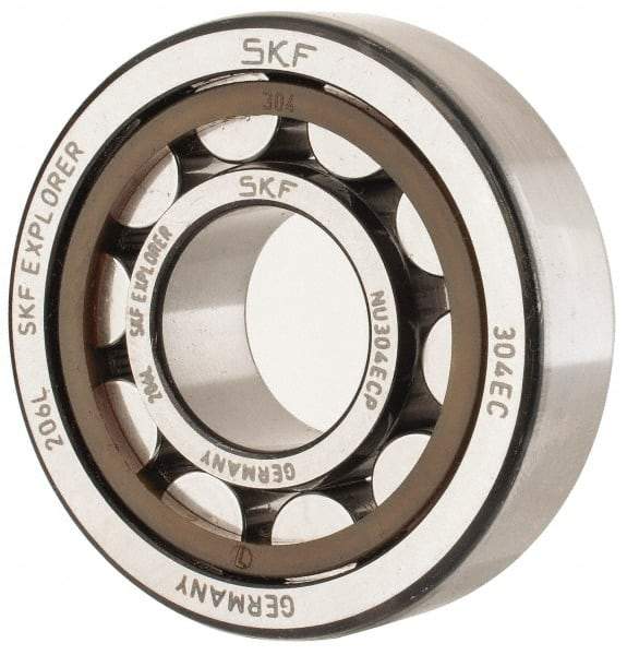 SKF - 20mm Bore Diam, 52mm Outside Diam, 15mm Wide Cylindrical Roller Bearing - 30,800 N Dynamic Capacity, 26,000 Lbs. Static Capacity - USA Tool & Supply