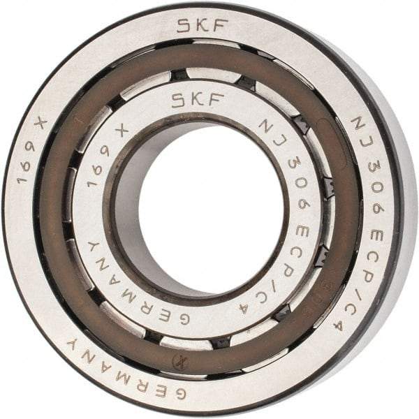 SKF - 30mm Bore Diam, 72mm Outside Diam, 19mm Wide Cylindrical Roller Bearing - 51,200 N Dynamic Capacity, 48,000 Lbs. Static Capacity - USA Tool & Supply