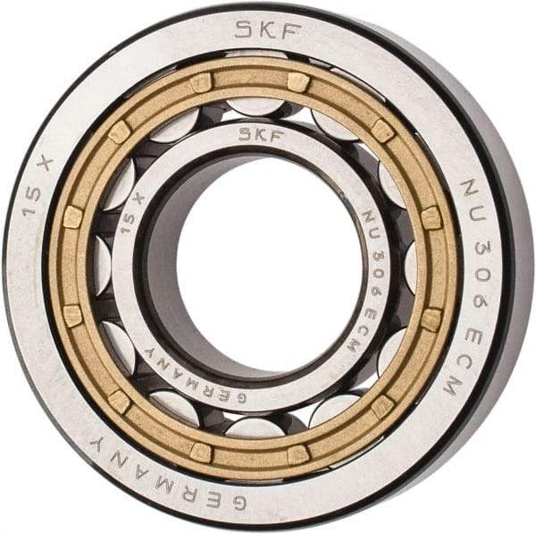 SKF - 30mm Bore Diam, 72mm Outside Diam, 19mm Wide Cylindrical Roller Bearing - 51,200 N Dynamic Capacity, 48,000 Lbs. Static Capacity - USA Tool & Supply