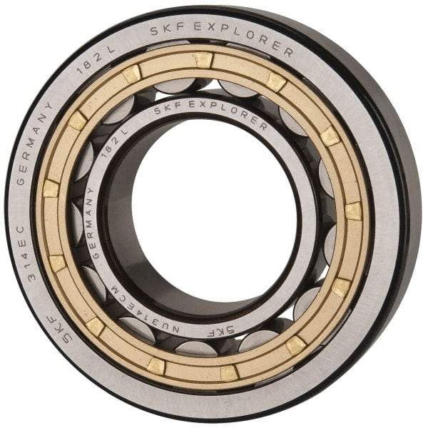 SKF - 70mm Bore Diam, 150mm Outside Diam, 35mm Wide Cylindrical Roller Bearing - 205,000 N Dynamic Capacity, 228,000 Lbs. Static Capacity - USA Tool & Supply