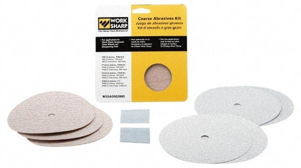 Work Sharp - 6 Inch Outside Diameter 9 Piece Abrasives Kit - P80, P120, P220, P400 Grit, Work Sharp 2000 and 3000 Machine Compatible - USA Tool & Supply