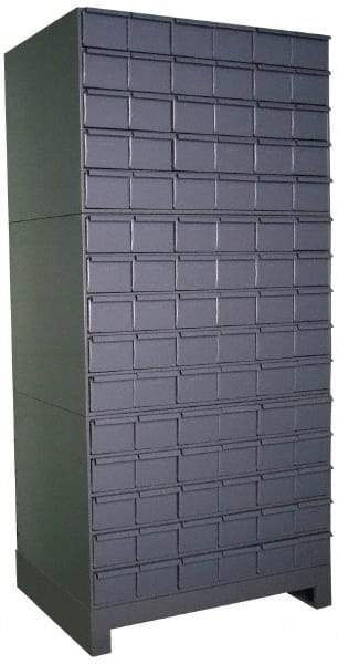 Durham - 90 Bin Drawer Cabinet System - 17-1/4 Inch Overall Depth x 69-1/8 Inch Overall Height, Gray Steel Bins - USA Tool & Supply