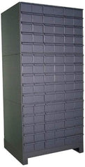 Durham - 90 Bin Drawer Cabinet System - 17-1/4 Inch Overall Depth x 69-1/8 Inch Overall Height, Gray Steel Bins - USA Tool & Supply