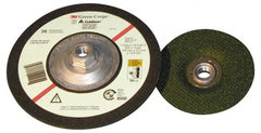 3M - 36 Grit, 7" Wheel Diam, 1/8" Wheel Thickness, Type 27 Depressed Center Wheel - USA Tool & Supply