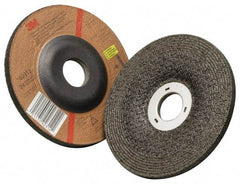 3M - 24 Grit, 4-1/2" Wheel Diam, 1/4" Wheel Thickness, Type 27 Depressed Center Wheel - Aluminum Oxide, 13,300 Max RPM, Compatible with Angle Grinder - USA Tool & Supply