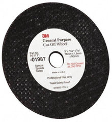 3M - 6" Aluminum Oxide Cutoff Wheel - 0.045" Thick, 7/8" Arbor, 10,200 Max RPM, Use with Angle Grinders - USA Tool & Supply