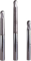 Seco - 8mm Diam, 8mm LOC, 4 Flute Solid Carbide Ball End Mill - MEGA-64 Finish, Single End, 85mm OAL, 8mm Shank Diam, Spiral Flute - USA Tool & Supply