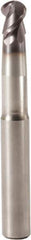 Seco - 12mm Diam, 10.5mm LOC, 2 Flute Solid Carbide Ball End Mill - MEGA-T Finish, Single End, 150mm OAL, 12mm Shank Diam, Spiral Flute - USA Tool & Supply