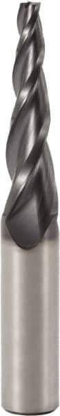 Seco - 5° Taper Angle per Side, 2.5mm Small End Diam, 10mm LOC, Solid Carbide 2 Flute Tapered Square End Mill - 50mm OAL, 5mm Shank Diam, Spiral Flute, 40° Helix - USA Tool & Supply
