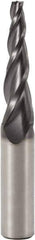 Seco - 5° Taper Angle per Side, 2.5mm Small End Diam, 10mm LOC, Solid Carbide 2 Flute Tapered Square End Mill - 50mm OAL, 5mm Shank Diam, Spiral Flute, 40° Helix - USA Tool & Supply