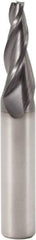 Seco - 7° Taper Angle per Side, 2.5mm Small End Diam, 22mm LOC, Solid Carbide 3 Flute Tapered Square End Mill - 65mm OAL, 8mm Shank Diam, Spiral Flute, 30° Helix - USA Tool & Supply