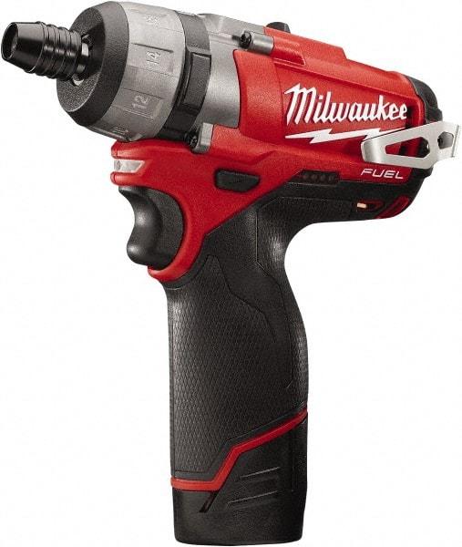 Milwaukee Tool - 12 Volts, Lithium-Ion Battery, Pistol Grip Cordless Screwdriver - 2 Speeds, 450 and 1,700 RPM, 325 Inch/Lbs. Torque, 2 Speed - USA Tool & Supply