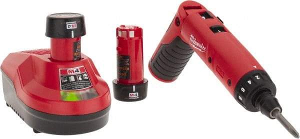 Milwaukee Tool - 4 Volts, Lithium-Ion Battery, Swivel Handle Cordless Screwdriver - 200, 600 RPM, 44 Inch/Lbs. Torque - USA Tool & Supply