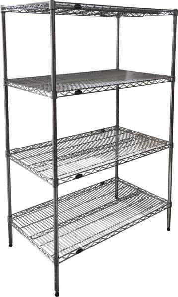 Value Collection - 4 Shelf Wire Shelving - Starter Unit - 36" Wide x 24" Deep x 63" High, - USA Tool & Supply