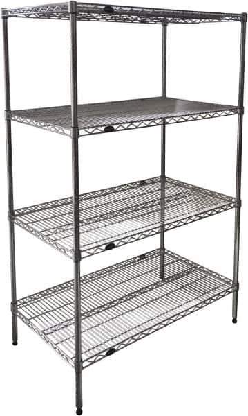 Value Collection - 4 Shelf Wire Shelving Unit - 60" Wide x 24" Deep x 63" High, - USA Tool & Supply